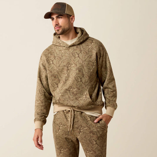 Ariat Mens Toughstock Washed Heavyweight Fleece Hoodie Camo