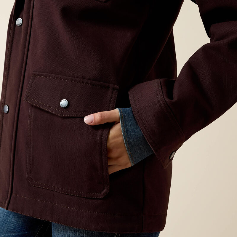 Ariat Ladies Western Canvas Chore Jacket Chocolate Plum