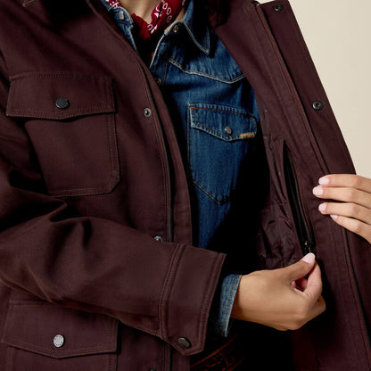 Ariat Ladies Western Canvas Chore Jacket Chocolate Plum