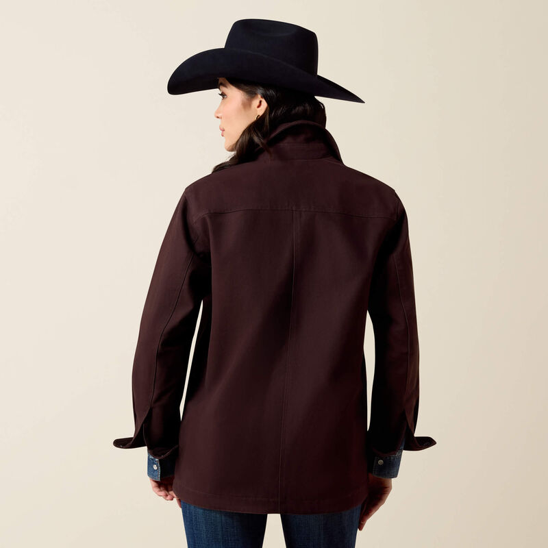 Ariat Ladies Western Canvas Chore Jacket Chocolate Plum