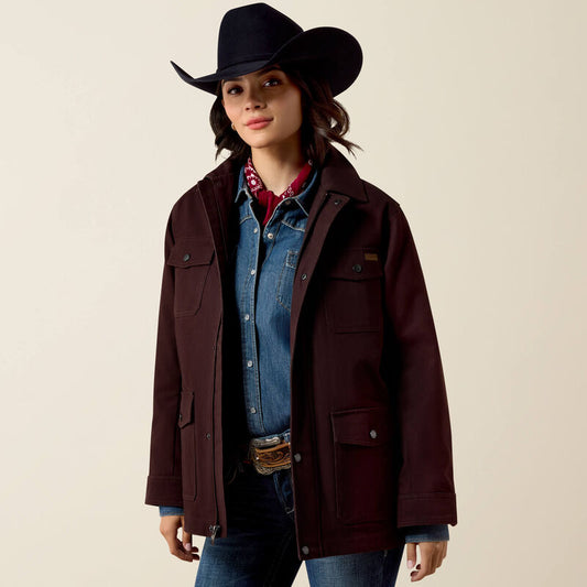 Ariat Ladies Western Canvas Chore Jacket Chocolate Plum