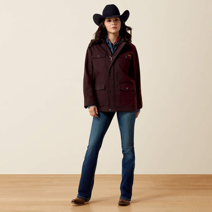 Ariat Ladies Western Canvas Chore Jacket Chocolate Plum