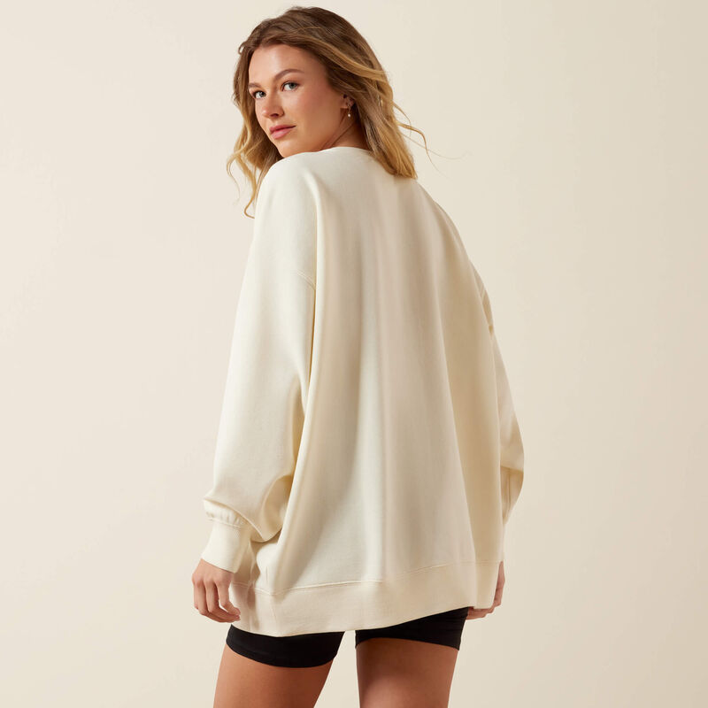 Ariat Ladies Collegiate Oversize Sweatshirt Cream/Maroon