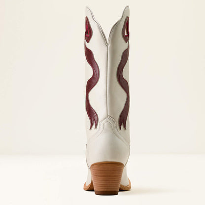 Ariat Ladies Beaux J Toe Western Boot Ivory Pearl/Maroon