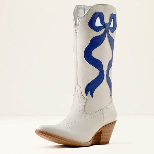 Ariat Ladies Beaux J Toe Western Boot Ivory Pearl/Wild Blue