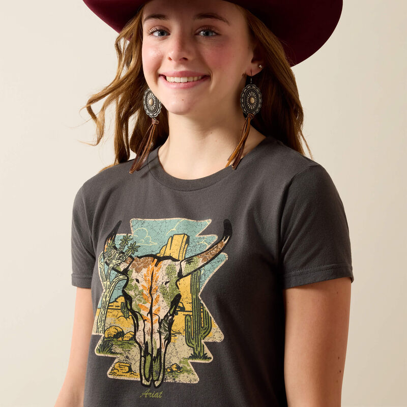 Ariat Kids Desert Steer T-Shirt Charcoal