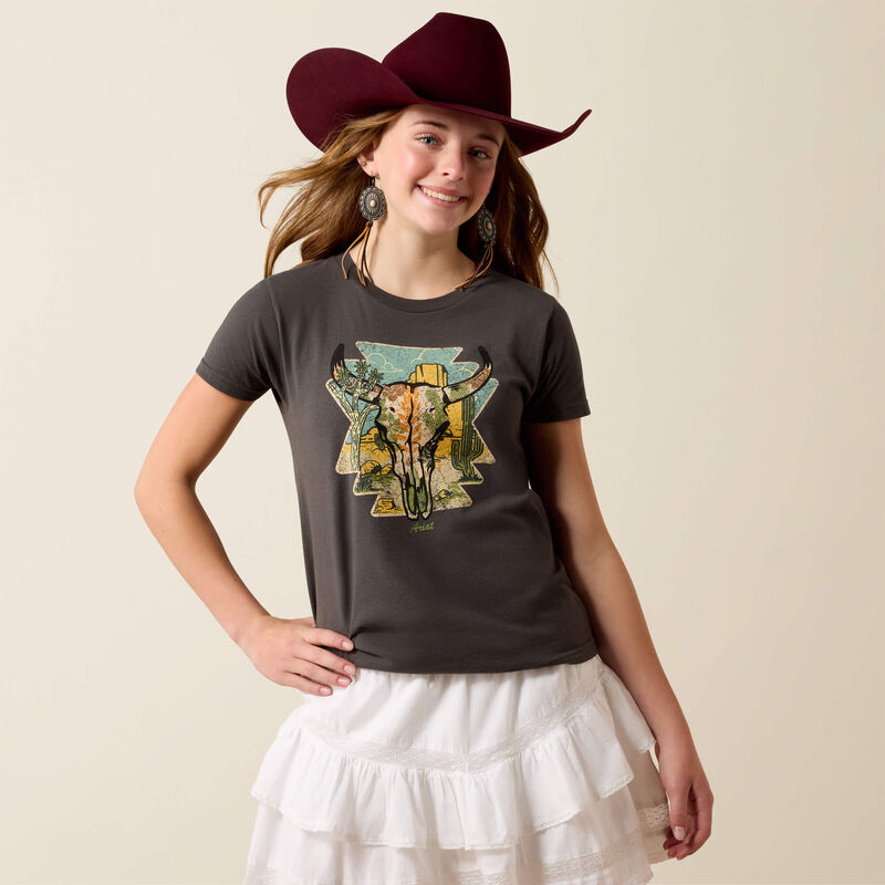 Ariat Kids Desert Steer T-Shirt Charcoal