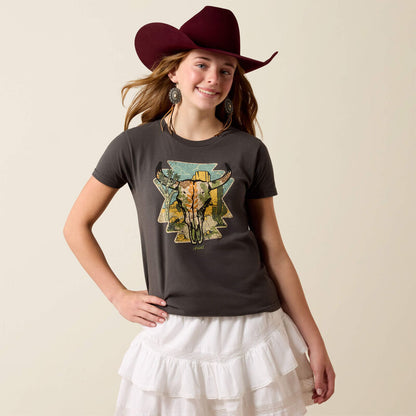 Ariat Kids Desert Steer T-Shirt Charcoal