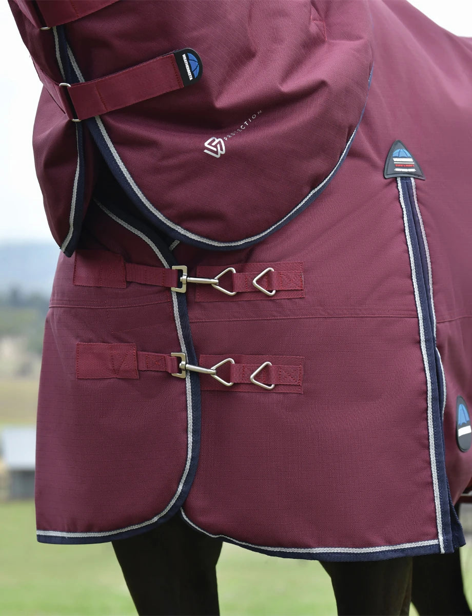 Weatherbeeta ComFiTec Essential Turnout Detach-A-Neck 360G Burgundy/Navy