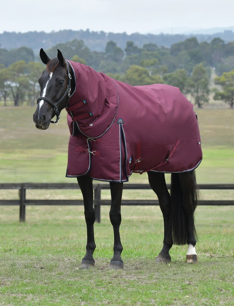 Weatherbeeta ComFiTec Essential Turnout Detach-A-Neck 360G Burgundy/Navy