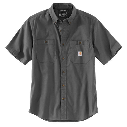 Carhartt Rugged Flex Relaxed Fit Midweight Canvas Short Sleeve Shirt Gravel