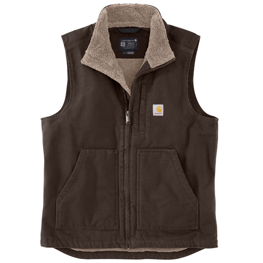 Carhartt Sherpa Line Washed Duck Vest Dark Brown