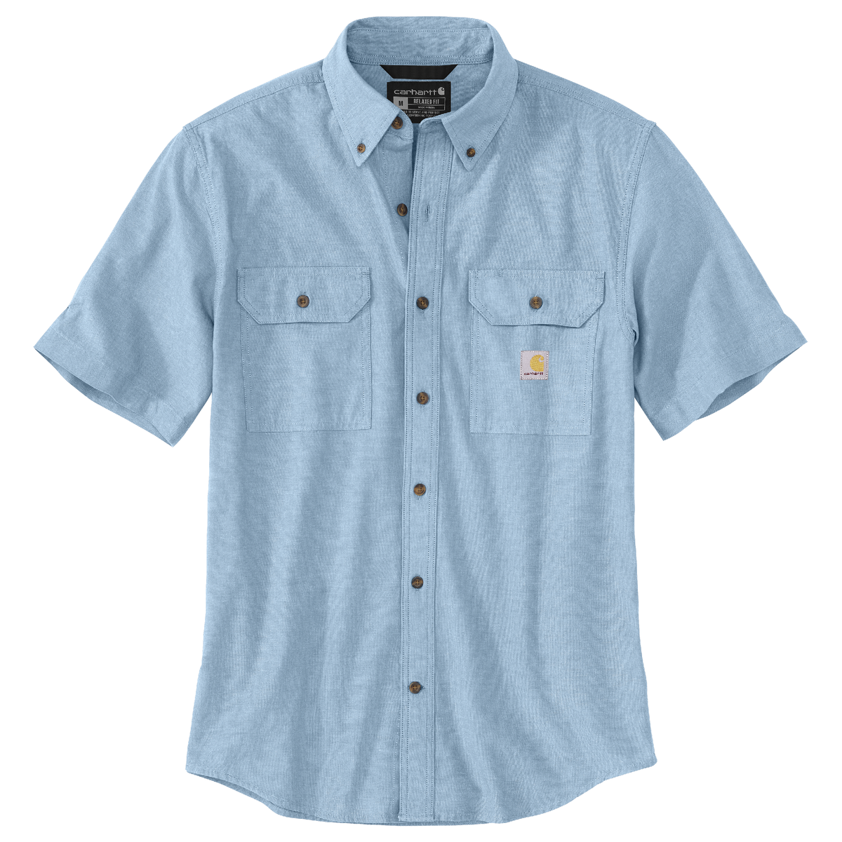 Carhartt Loose Fit Midweight Chambray Short Sleeve Shirt Blue Chambray