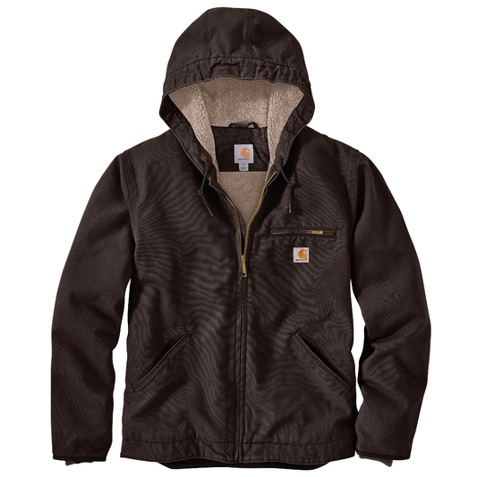 Carhartt Washed Duck Sherpa Lined Jacket Dark Brown