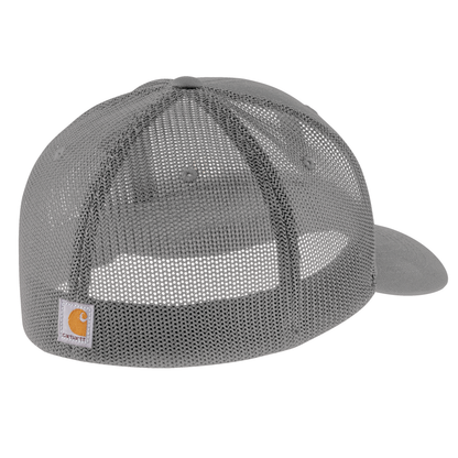 Carhartt Rugged Flex Fitted Canvas Mesh-Back Logo Graphic Cap Asphalt