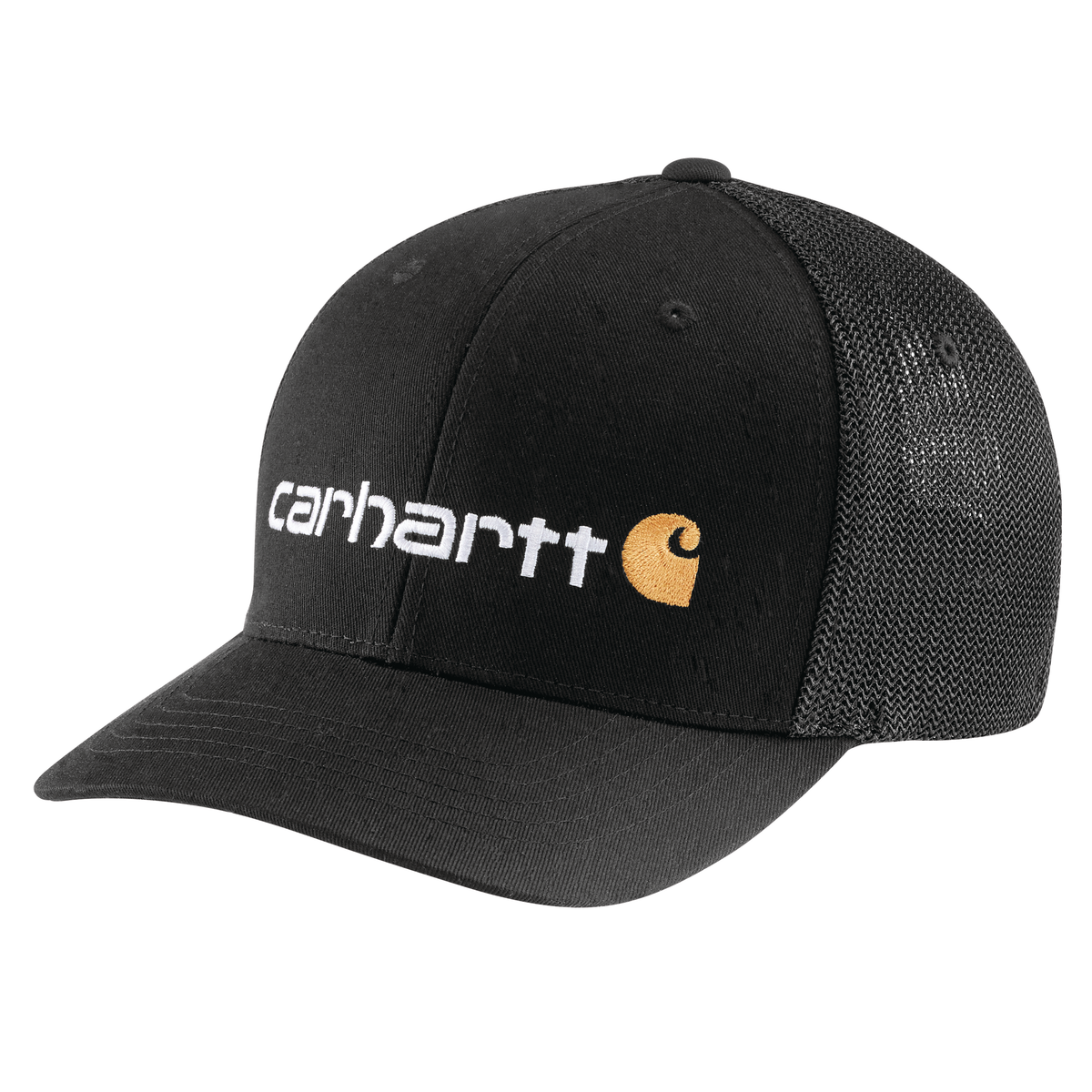 Carhartt Rugged Flex Fitted Canvas Mesh-Back Logo Graphic Cap Black