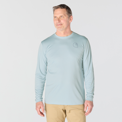 Carhartt Force Sun Defender Long Sleeve Logo Smoke Blue