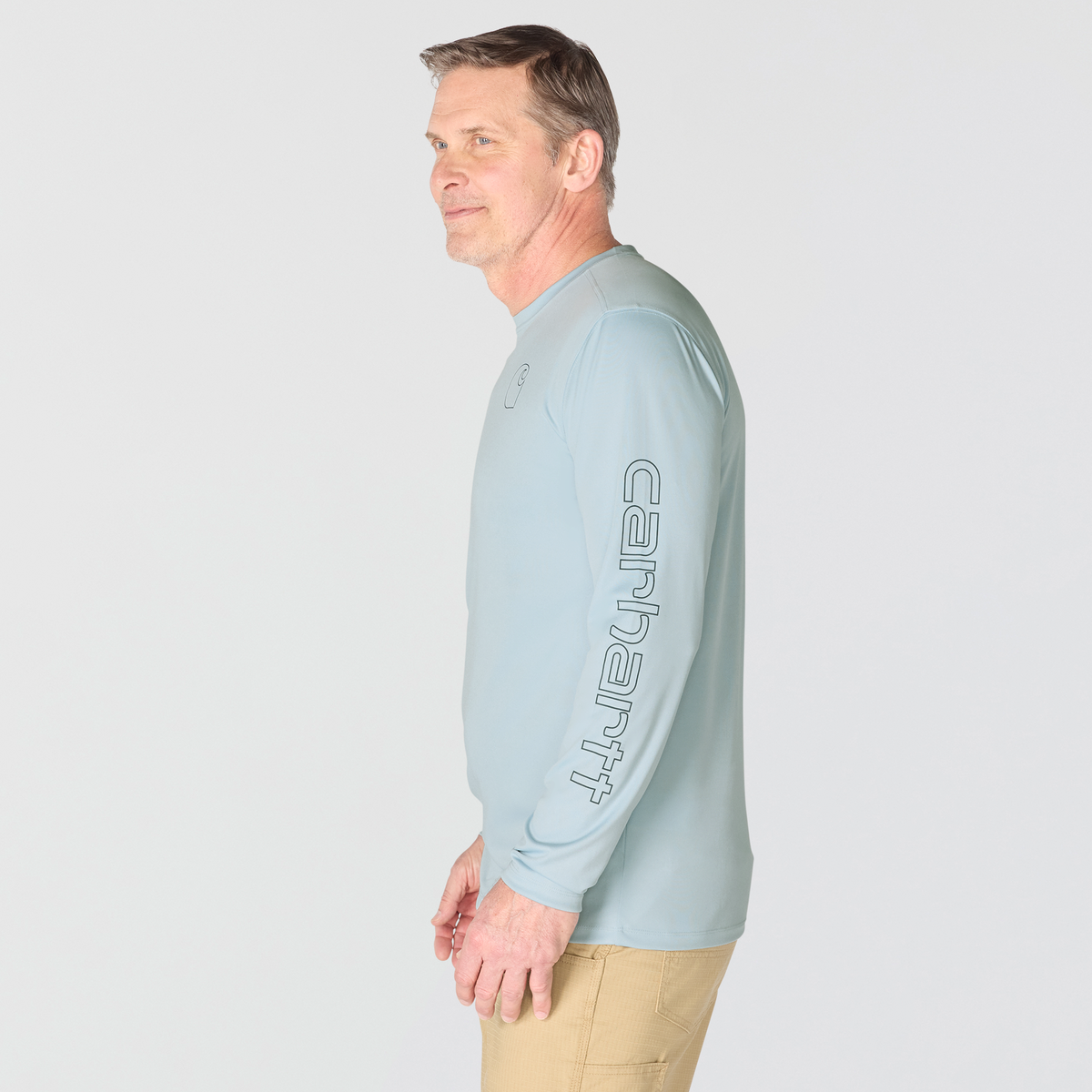 Carhartt Force Sun Defender Long Sleeve Logo Smoke Blue