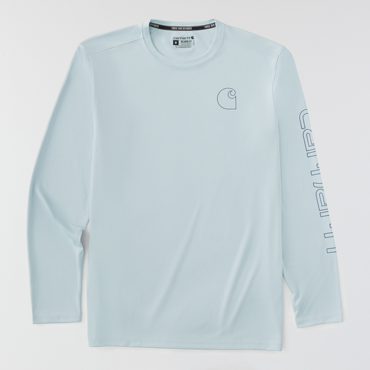 Carhartt Force Sun Defender Long Sleeve Logo Smoke Blue