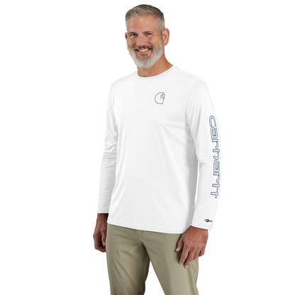 Carhartt Force Sun Defender Long Sleeve Logo White/Navy