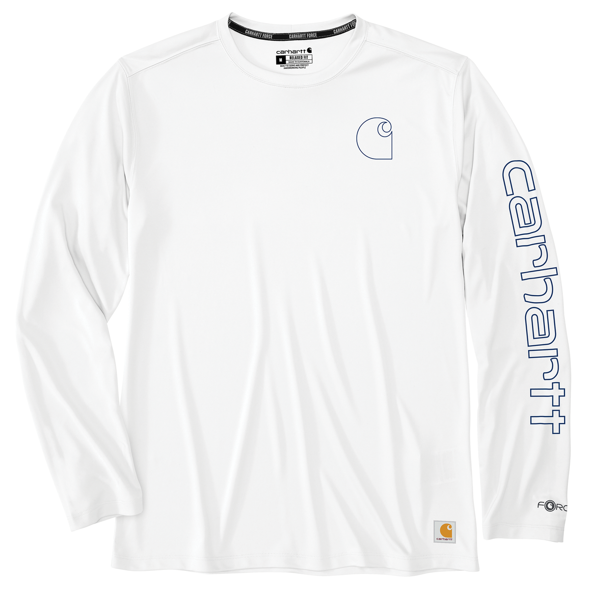 Carhartt Force Sun Defender Long Sleeve Logo White/Navy