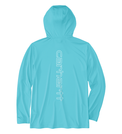 Carhartt Force Sun Defender Hooded LS Logo Gulf Blue