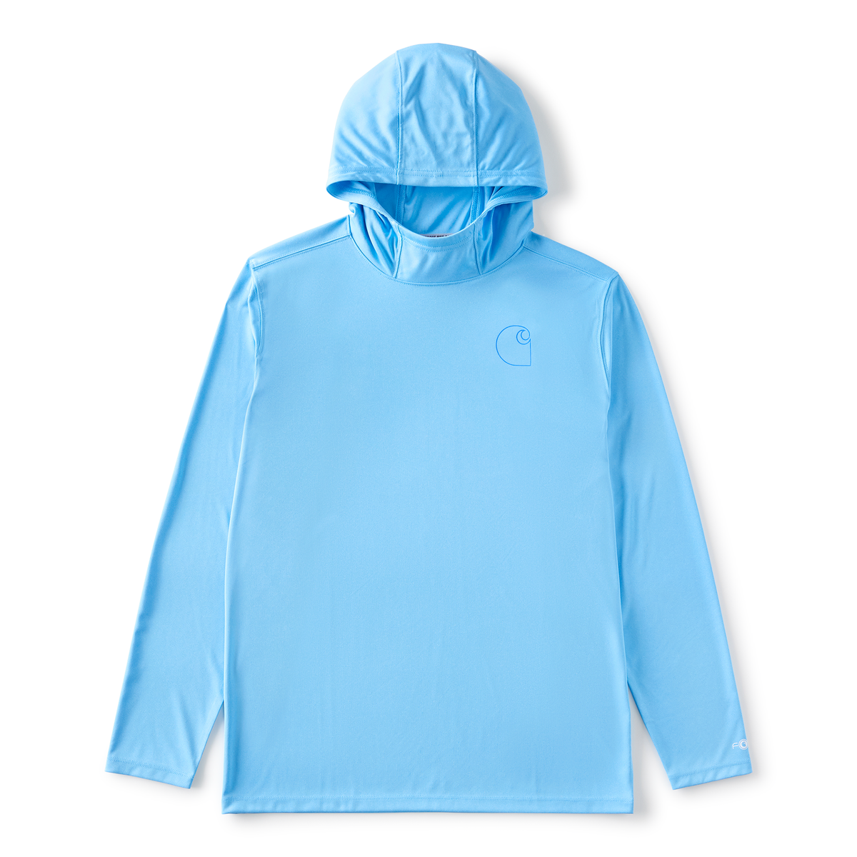Carhartt Force Sun Defender Hooded Long Sleeve Logo Tranquil Blue Heather