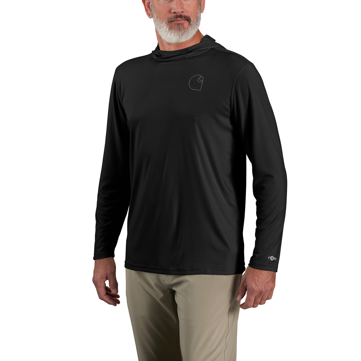 Carhartt Force Sun Defender Hooded Long Sleeve Logo Black