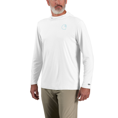 Carhartt Force Sun Defender Hooded LS Logo White