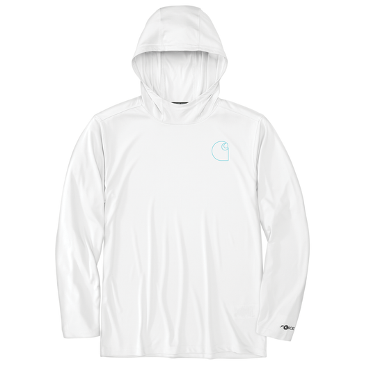Carhartt Force Sun Defender Hooded LS Logo White