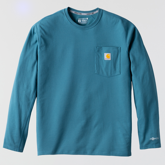 Carhartt Force Relaxed Fit Midweight Long-Sleeve Pocket T-Shirt Harbor Teal Heather