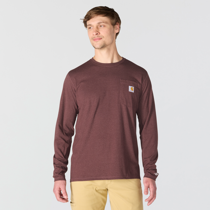 Carhartt Force Relaxed Fit Midweight Long-Sleeve Pocket T-Shirt Deep Cherrywood Heather