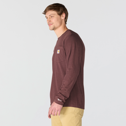Carhartt Force Relaxed Fit Midweight Long-Sleeve Pocket T-Shirt Deep Cherrywood Heather