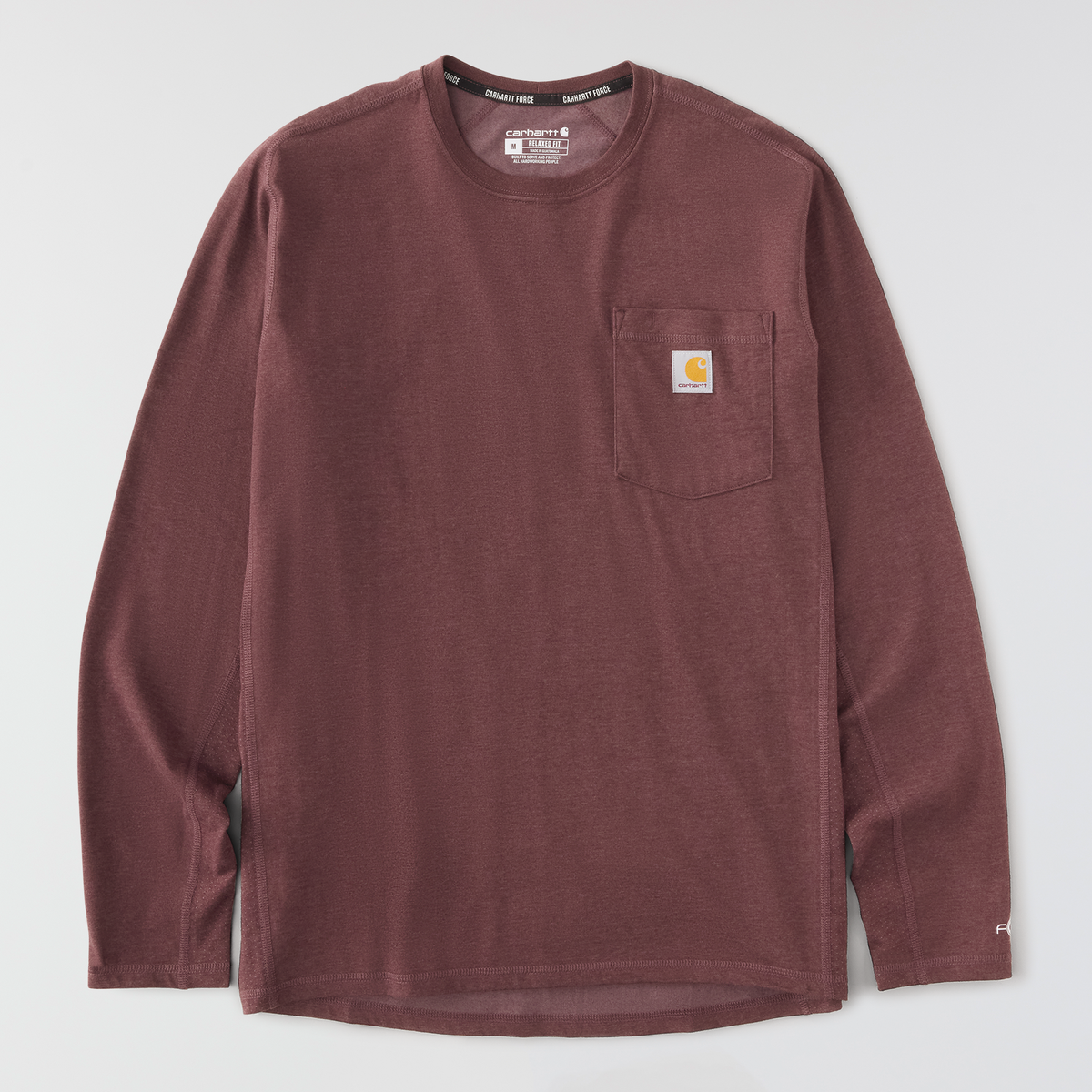 Carhartt Force Relaxed Fit Midweight Long-Sleeve Pocket T-Shirt Deep Cherrywood Heather