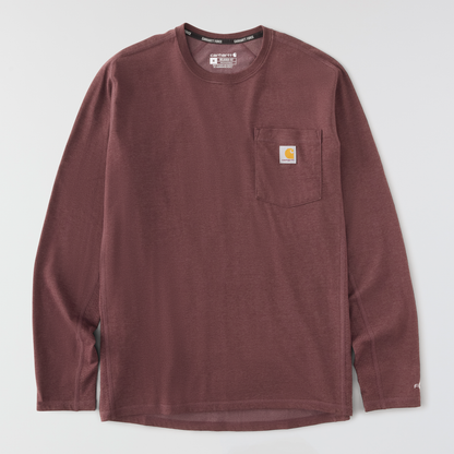 Carhartt Force Relaxed Fit Midweight Long-Sleeve Pocket T-Shirt Deep Cherrywood Heather