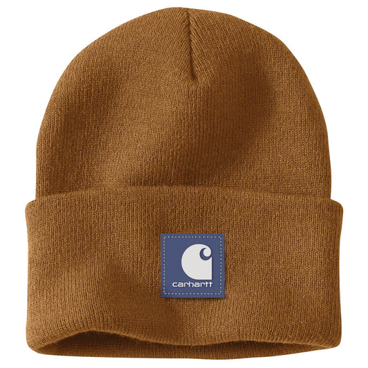 Carhartt Knit Rubber Patch Beanie Carhartt Brown/Lunar Blue
