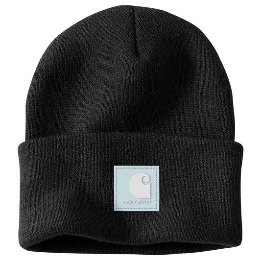 Carhartt Knit Rubber Patch Beanie Black/Early Fog