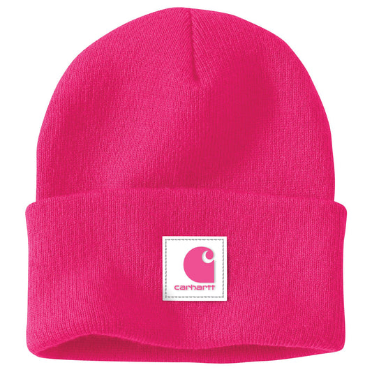 Carhartt Knit Rubber Patch Beanie Pink Glow