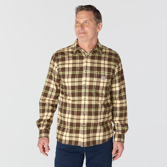 Carhartt Rugged Flex Relaxed Fit Midweight Flannel Long Sleeve Plaid Shirt Dark Clove