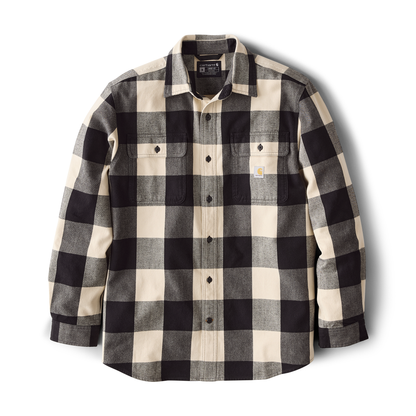 Carhartt Loose Fit Heavyweight Flannel Long Sleeve Plaid Shirt Oat Milk