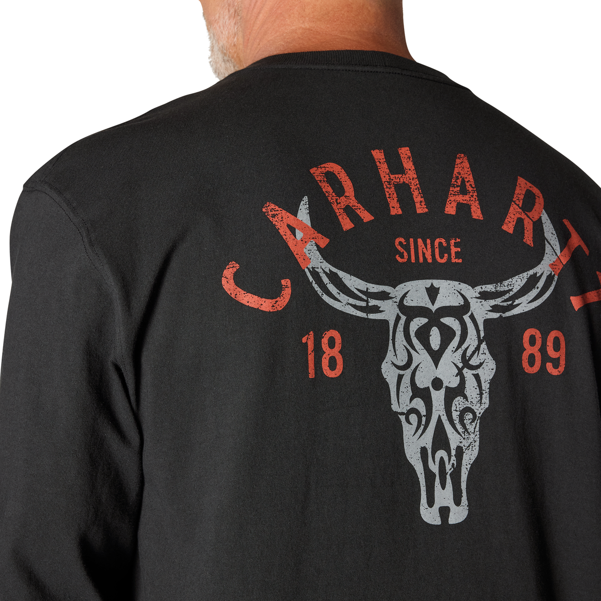 Carhartt Loose Fit Heavyweight Long-Sleeve Pocket Longhorn Graphic T-Shirt Black