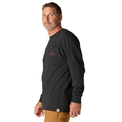 Carhartt Loose Fit Heavyweight Long-Sleeve Pocket Longhorn Graphic T-Shirt Black