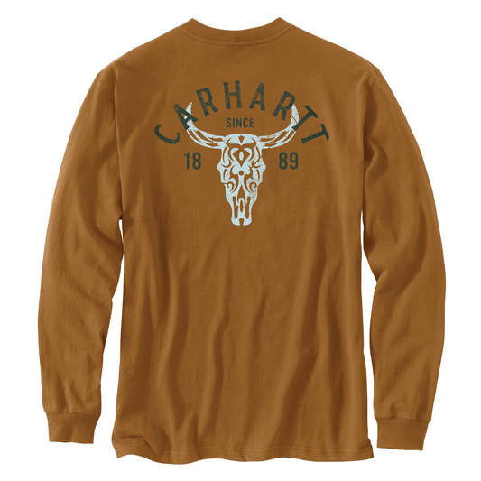 Carhartt Loose Fit Heavyweight Long-Sleeve Pocket Longhorn Graphic T-Shirt Carhartt Brown
