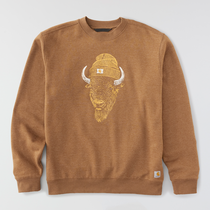 Carhartt Sawyer Bison Crewneck Sweatshirt Red Duck Heather