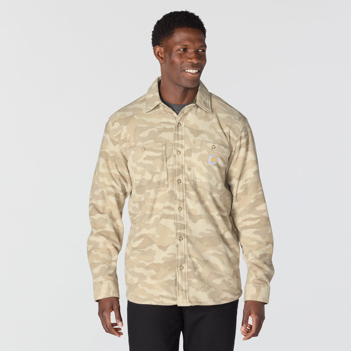 Carhartt Petoskey Loose Long Sleeve Printed Shirt Fossil Tan Camo