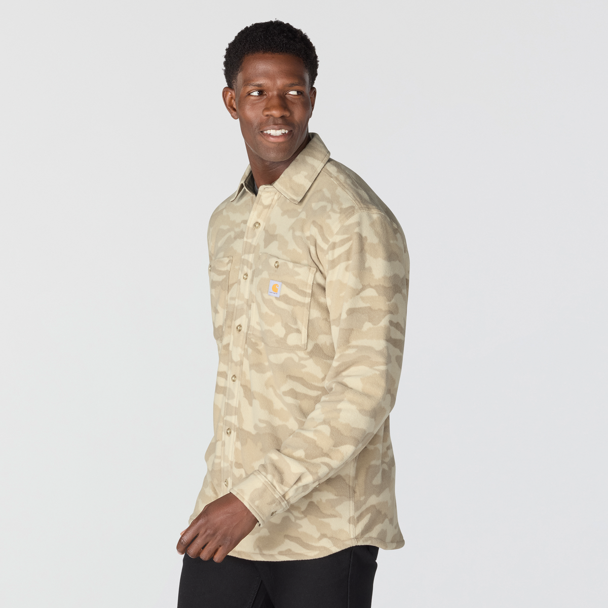 Carhartt Petoskey Loose Long Sleeve Printed Shirt Fossil Tan Camo