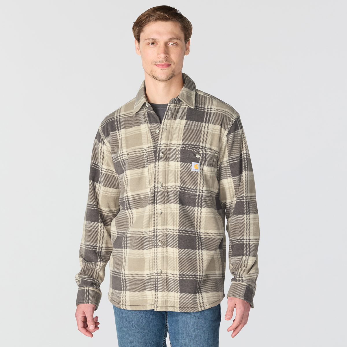 Carhartt Petoskey Loose Long Sleeve Printed Shirt Gray Dunes