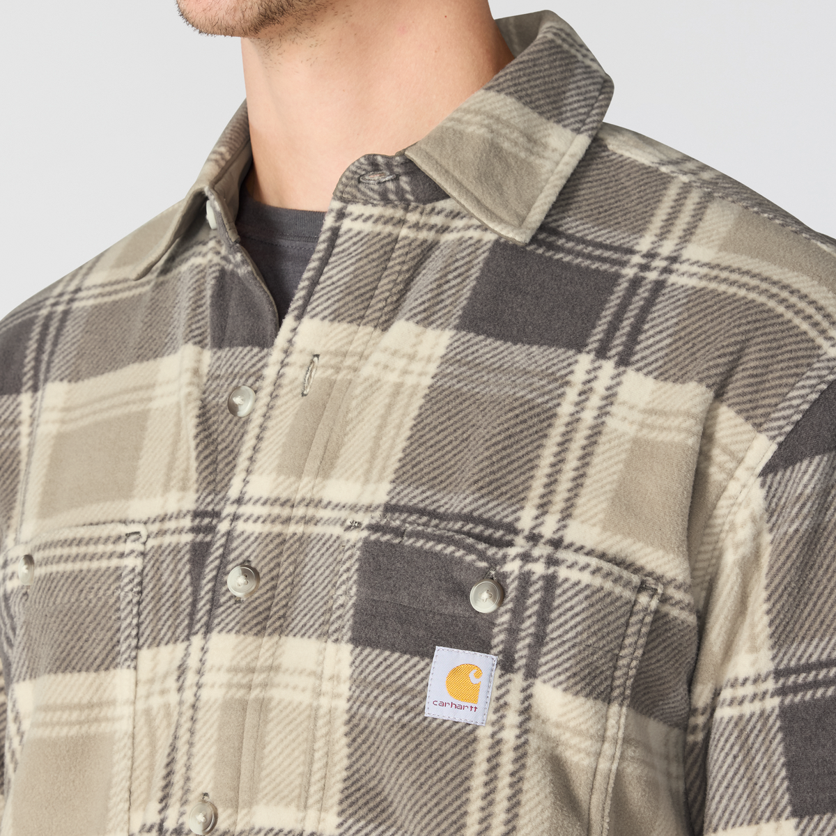 Carhartt Petoskey Loose Long Sleeve Printed Shirt Gray Dunes