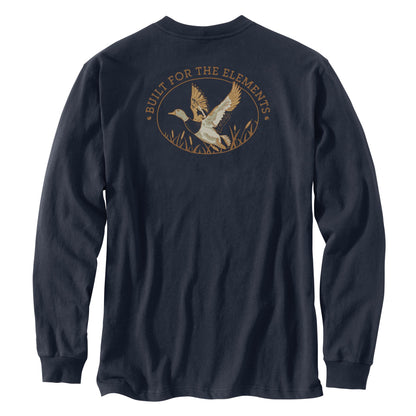 Carhartt Irvine Relaxed Fit Duck Badge Long Sleeve T-Shirt Navy
