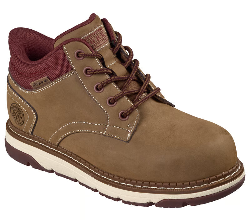 Skechers Slip Ins Flex Boot Fallow Brown Composite Toe EH
